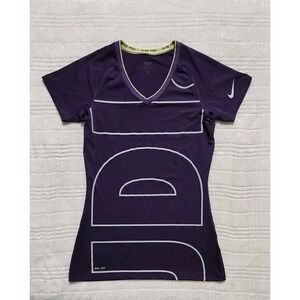 Nike Pro Dri-Fit Shirt Women's Size M‎ Purple Short Sleeve Stretch Athletic V